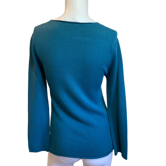 Citron Santa Monica Green Embroidered V-Neck Sweater sz S - Picture 3 of 4